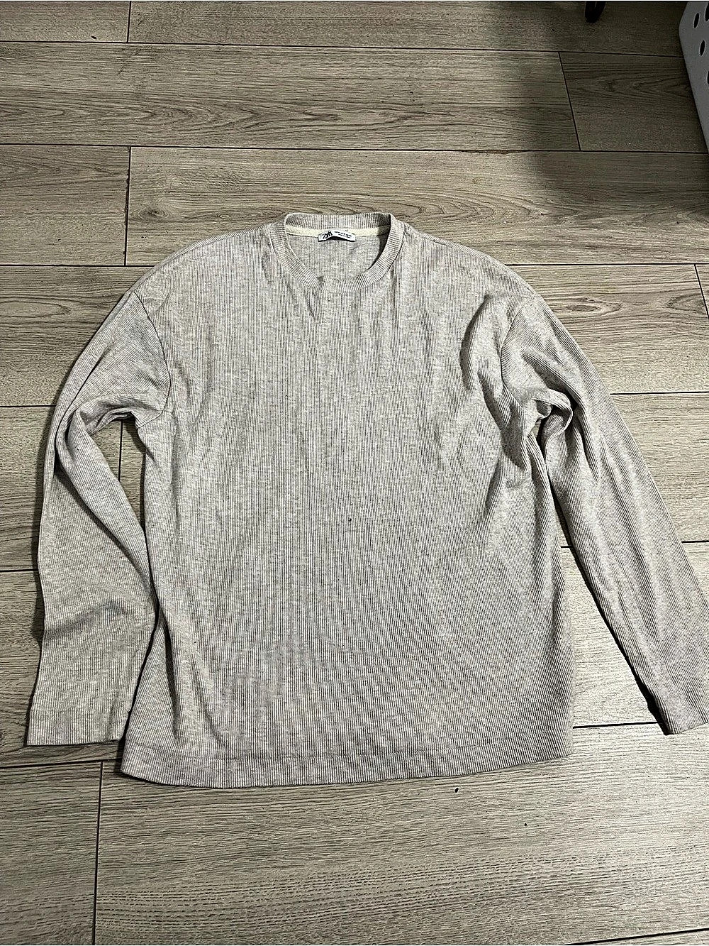 Zara Ribbed Crew Neck Sweater Gray Size Medium
